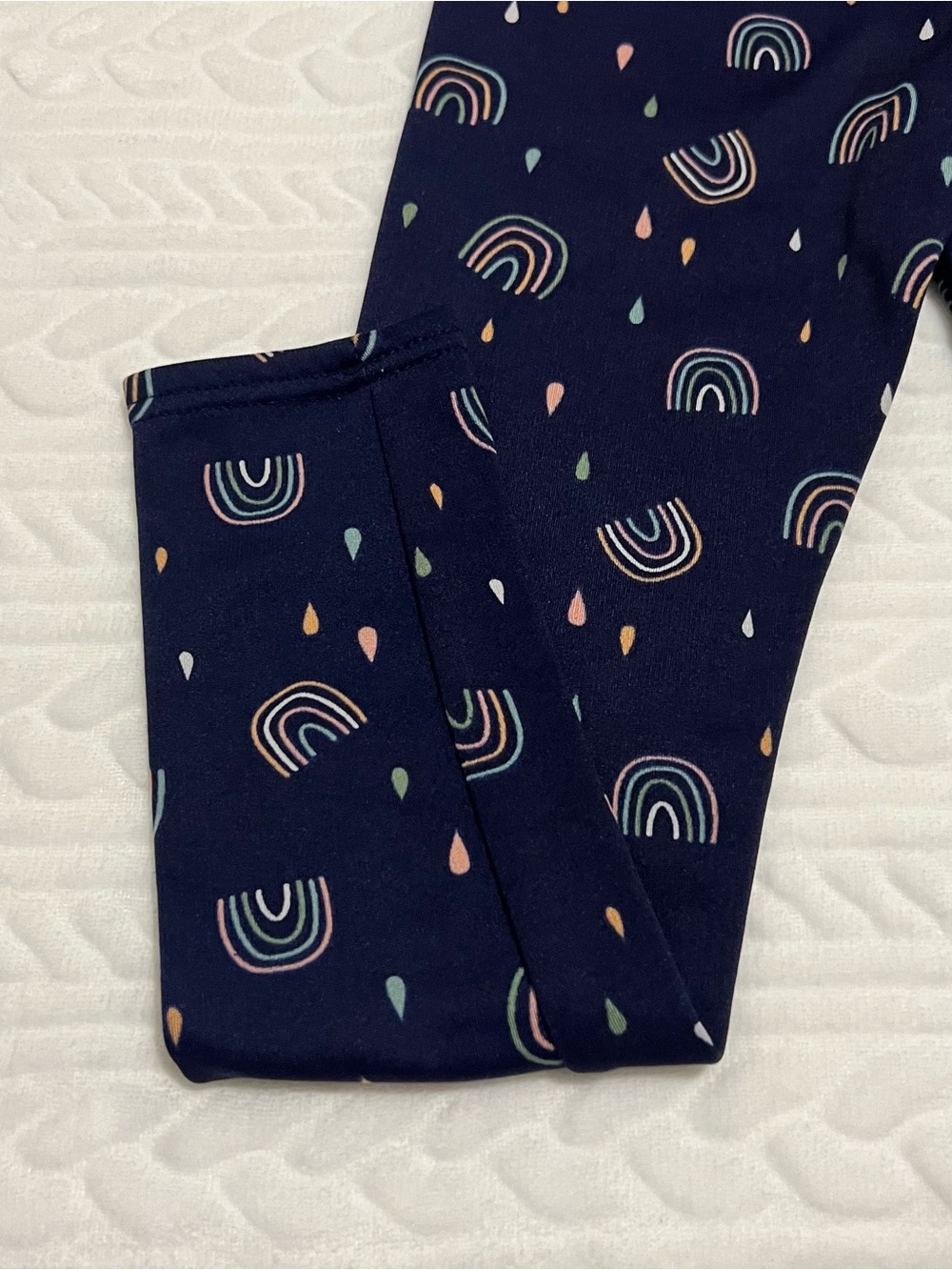 💗 Lily & Dan - Kids Navy Rainbow Print Fleece Leggings - Picture 8 of 9